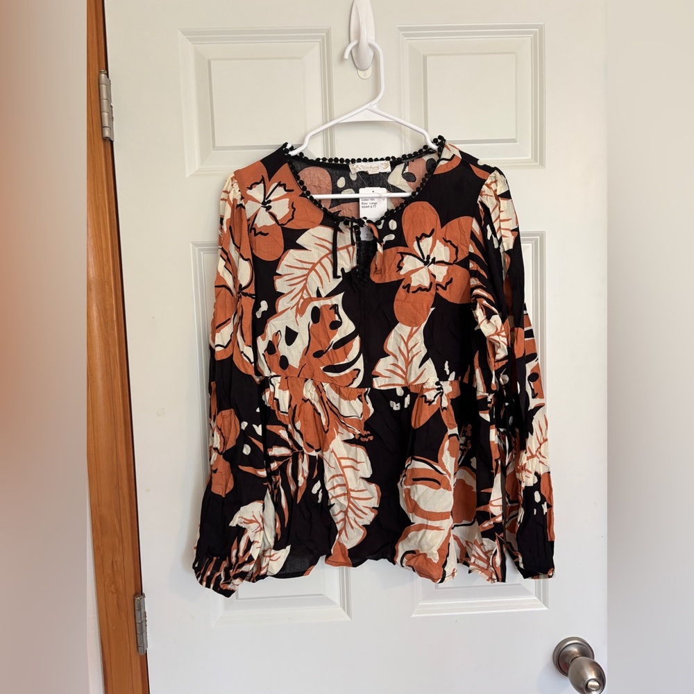 Suzanne Betro Tie Front Peplum Blouse